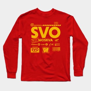 Vintage Moscow SVO Airport Code Travel Day Retro Travel Tag Long Sleeve T-Shirt